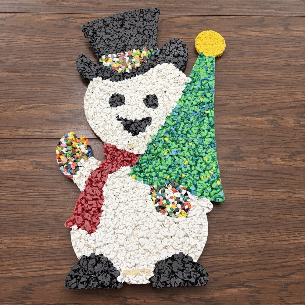 Vintage Melted Popcorn Plastic Popcorn Christmas Snowman Wall Decor - Picture 10 of 14